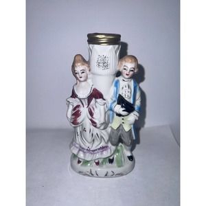 Vintage Porcelain Oil Lamp Base Colonial Victorian Couple Occupied Japan